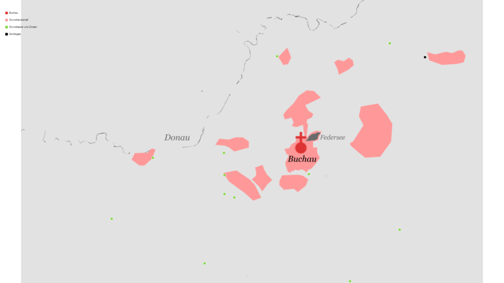 Karte Buchau Besitz im Frühmittelalter