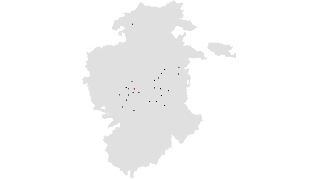 Karte der Besitzungen und Herrschaftsrechte von Las Huelgas in der Provinz Burgos