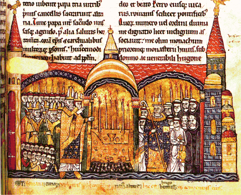 Weihe von Cluny durch Papst Urban II – 12. Jahrhundert. Bibliothèque Nationale de France.